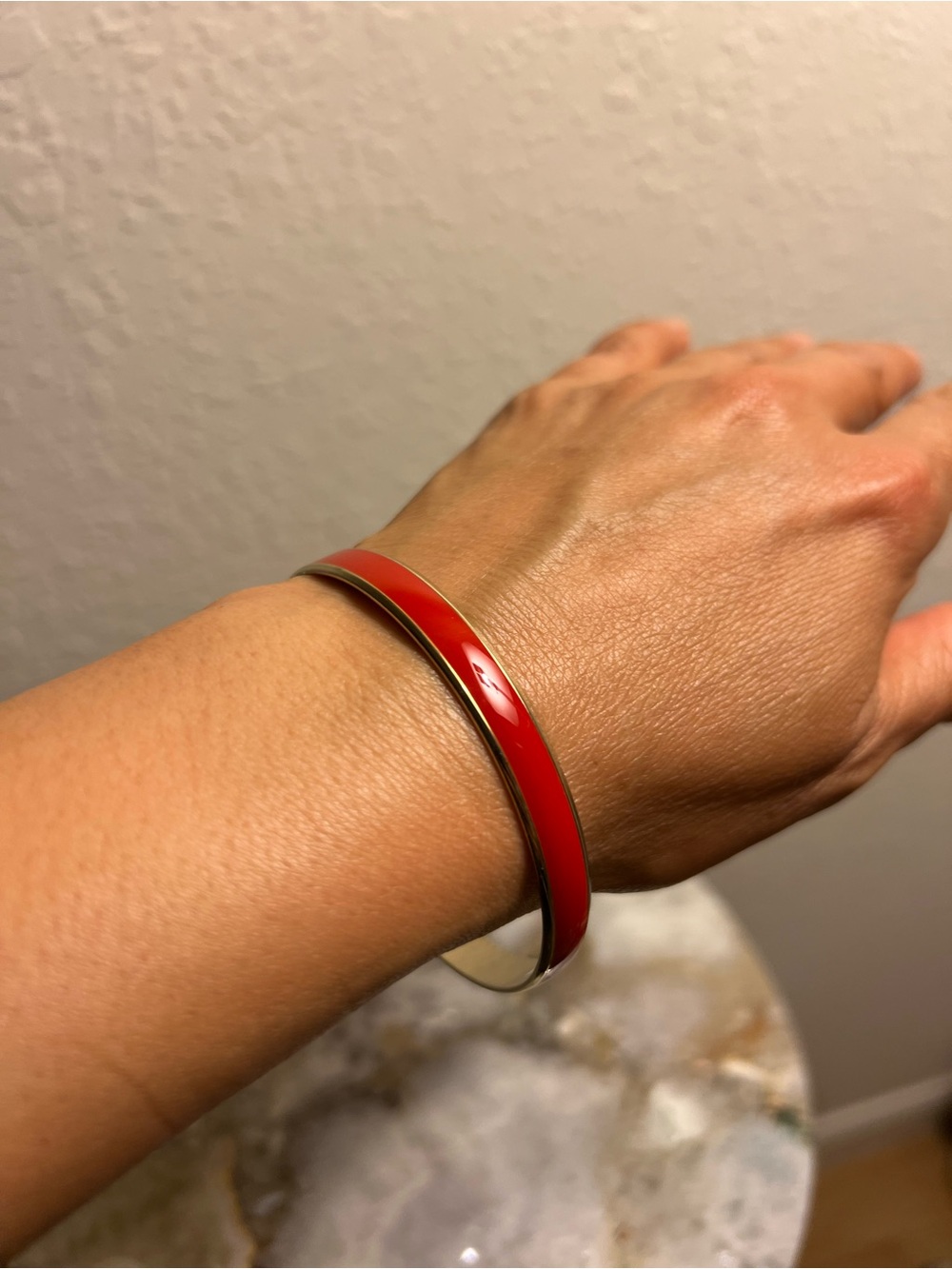 Red Enamel Slim Bangle Bracelet - Classic Women's Bracelet